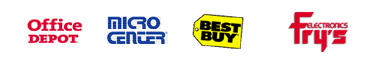 Available at Office Depot, Micro Center, CompUSA, BestBuy, and Fry's Electronics