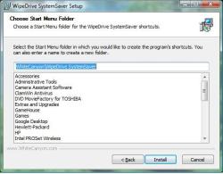 Erase Hard Drive: WipeDrive - Choose Start Menu Folder